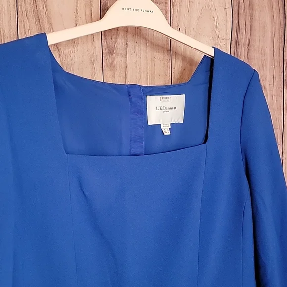 ✅️ L.K. Bennett Blue Ivor Sheath, Sz 14 - Picture 6 of 10